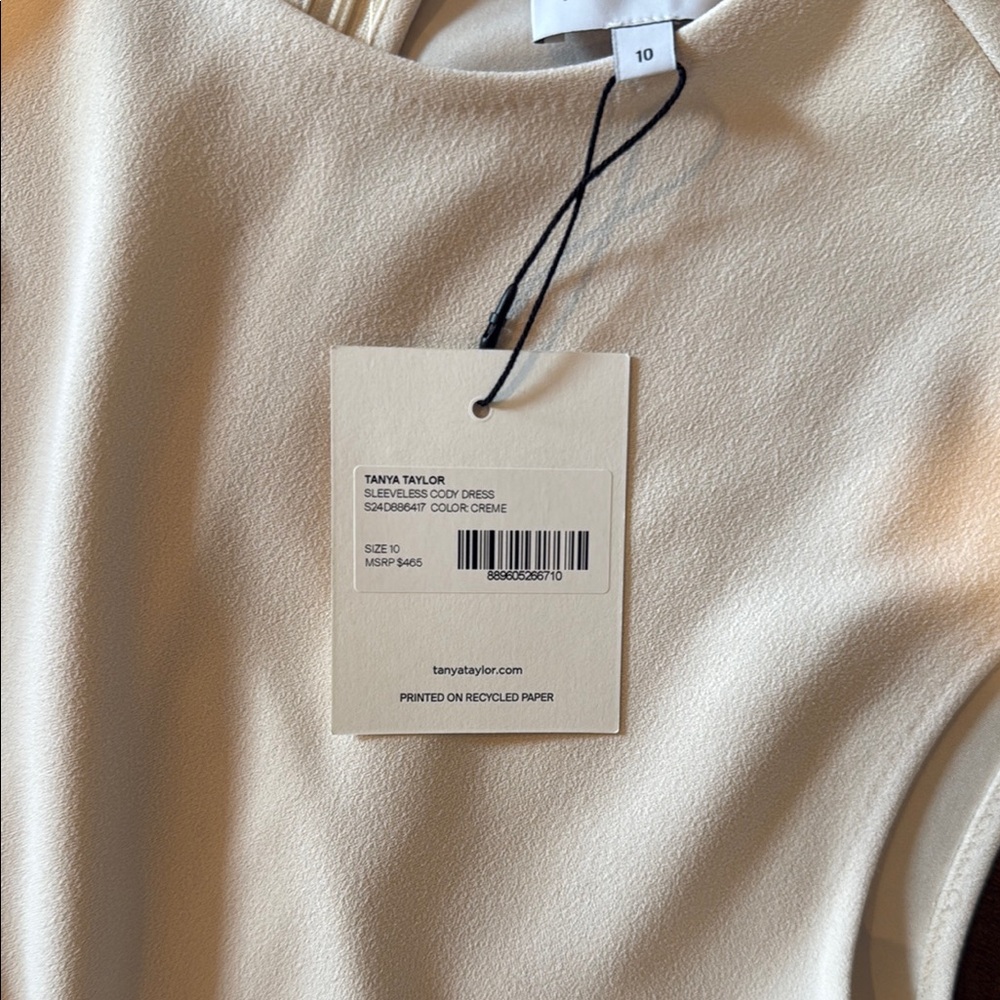 Tanya Taylor Cream Asymmetrical Pleated Midi Dress - Picture 4 of 8